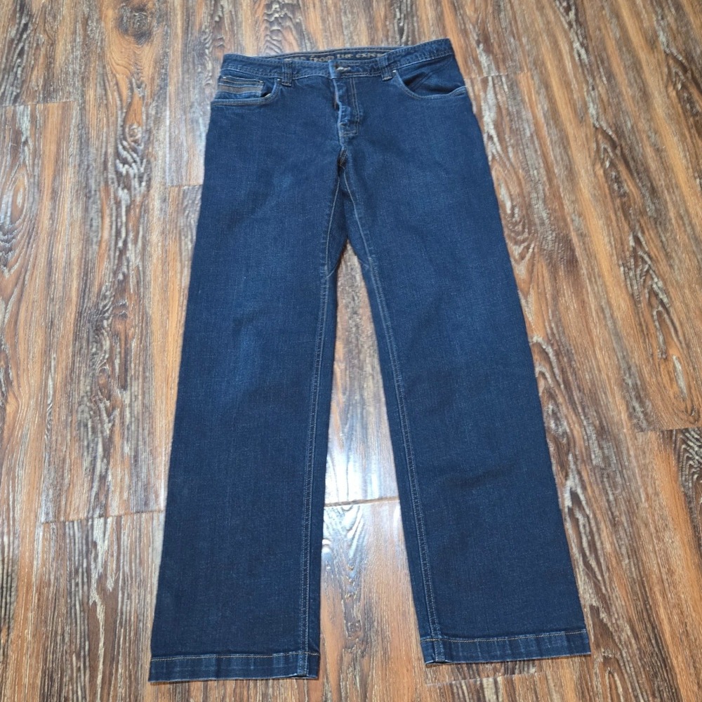 prAna 34x32 Straight Leg Axiom Outdoor Jeans Mens Dark Wash Blue Denim Pants
